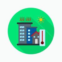 Urban crisis flat icon isolated on circular colored background with long shadow vector