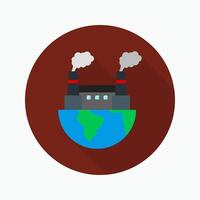 Pollution flat icon isolated on circular colored background with long shadow. vector