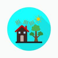 Heatwave flat icon isolated on circular colored background with long shadow vector