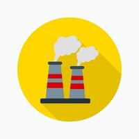 Air pollution flat icon isolated on circular colored background with long shadow vector