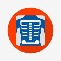 X ray flat icon isolated on circular colored background with long shadow. vector