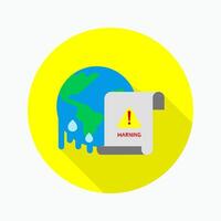 Global warming flat icon isolated on circular colored background with long shadow vector