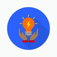 Save energy flat icon isolated on circular colored background with long shadow. vector