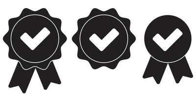 Certificate Badge illustration, yellow badge warranty icon with checklist and ribbon Background isolated vector