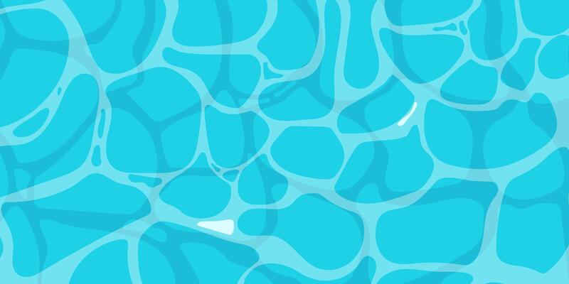 Ocean water ripple surface with sunlight reflections in cartoon style game texture top view