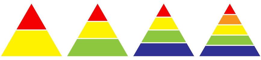 Pyramidal diagram with four colorful ribbon elements. Concept of 4 business options to choose. Creative infographic design template. Realistic illustration for website menu, banner. vector