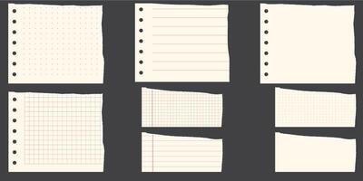Paper scraps. Torn pieces of paper, with torn edges for notes, realistic torn pieces of blank note pages. illustration isolated vector