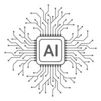 Abstract artificial intelligence circuit line design. Machine learning. vector