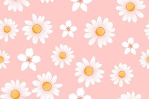 Daisy seamless pattern on pink background vector
