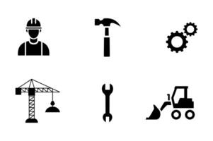 Construction and tools line editable icon set. vector
