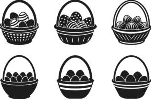 Set of Easter Egg Baskets - Festive Holiday Silhouettes vector