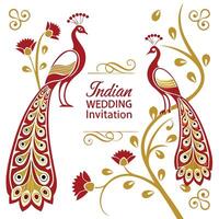 Indian wedding invitation card art vector
