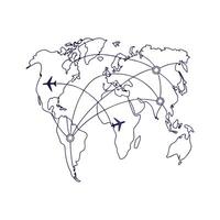 Airplane on the world map vector