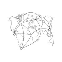 World map with connected lines and dots vector