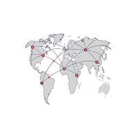 A map with red dots on it and a red arrow pointing to it vector