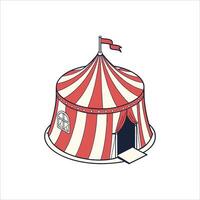 A circus tent with a red and white striped roof vector