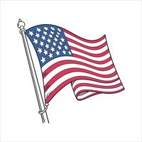 An american flag is waving in the wind vector