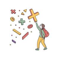 A person is throwing a math symbol vector