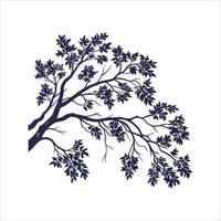 Silhouette of a tree with leaves on a white background vector