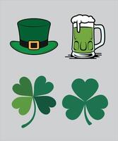 St patricks day shamrock clover and beer illustration vector