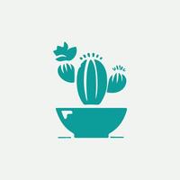 Bloom And Thorn Cactus Logo Design vector