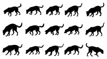 Sniffing Dog Silhouette Set Canine Tracking and Hunting Icons vector