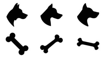 Dog Silhouettes and Bone Icons - Black Graphic Set vector