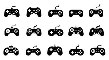 Retro and Modern Game Controller Icons Black and White Set vector
