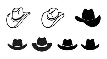 Cowboy Hat Silhouettes Western Icons Clipart vector