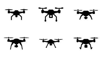 Drone silhouette set with camera vector