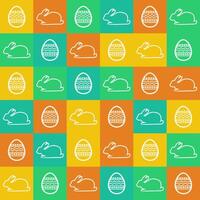 Seamless Easter background with outline eggs and bunnies vector