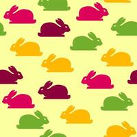 Seamless background with colorful funny bunnies vector