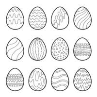 Set of outline decorative ornamental Easter eggs for coloring vector