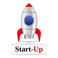 Space rocket with the text start-up vector
