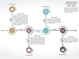 Timeline infographics design template with four elements vector