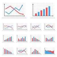 Set of different graphs on white background vector