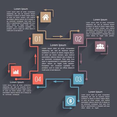 Diagram template with elements, dark background
