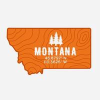 Montana Wood Texture With State Coordinate Perfect for Print, Apparel, etc vector