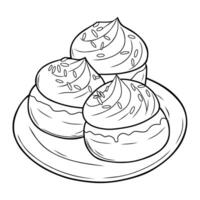 A illustration of cream buns in a simple line art style. Perfect for menu designs, bakery logos, food packaging, and other graphic elements. vector