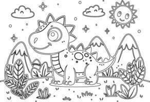 Cute Realistic Dinosaur Coloring Pages vector