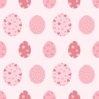 Seamless easter egg pattern in soft pink color. Illustration of infinitely repeating pattern. vector
