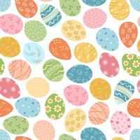 Seamless pattern of beautiful colorful Easter eggs. Illustration of infinitely repeating pattern. vector