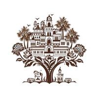 Nature and Architecture Fusion Art vector