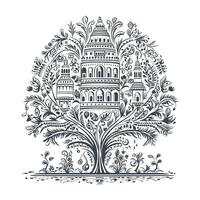 Architectural Fantasy with Nature vector