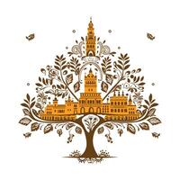 Elegant Patterned Tree Illustrations vector