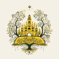 Mythical Castle in Enchanted Forest vector