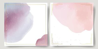 Trendy frames with watercolor stains. Set of watercolor backgrounds. Hand drawn abstract shapes. vector
