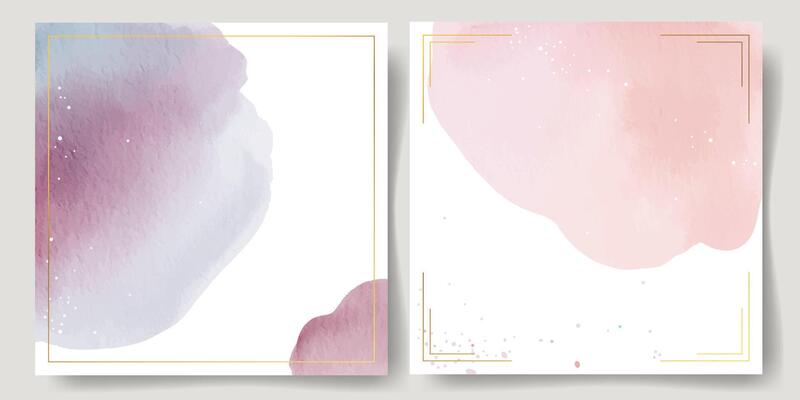 Trendy frames with watercolor stains. Set of watercolor backgrounds. Hand drawn abstract shapes.