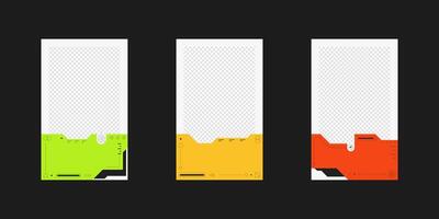 Collection of player frames template. Cyberpunk style. Game card frame mockup vector