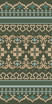 Royal Scroll Ornament Traditional Ancient Embroidery of Wealth Elaborate Exquisitely Pattern for textiles, wallpapers, packaging for an elegant, timeless look. Detailed Rich Border Seamless